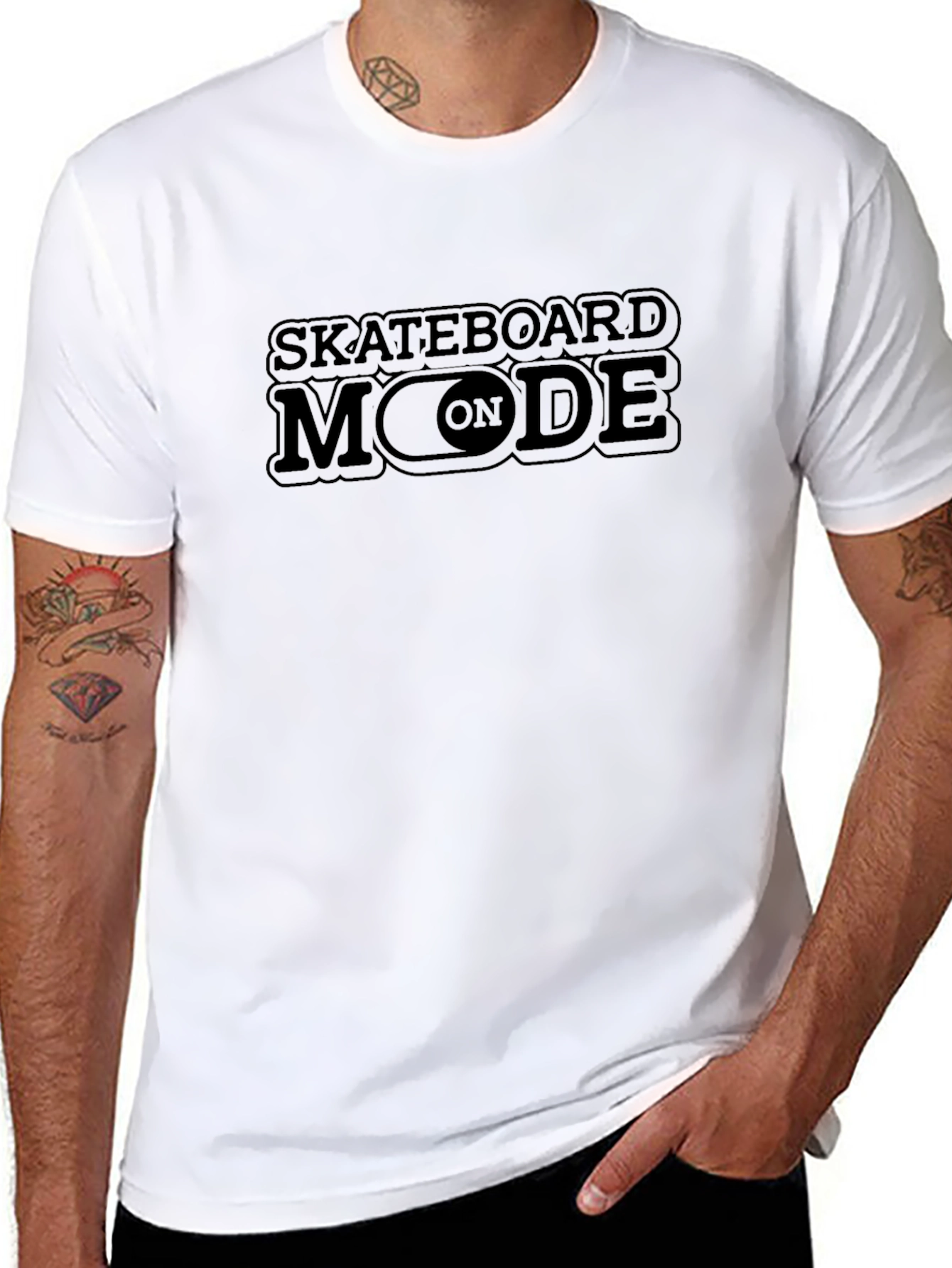 Skateboard Mode On T-Shirt - Black Graphic Tee