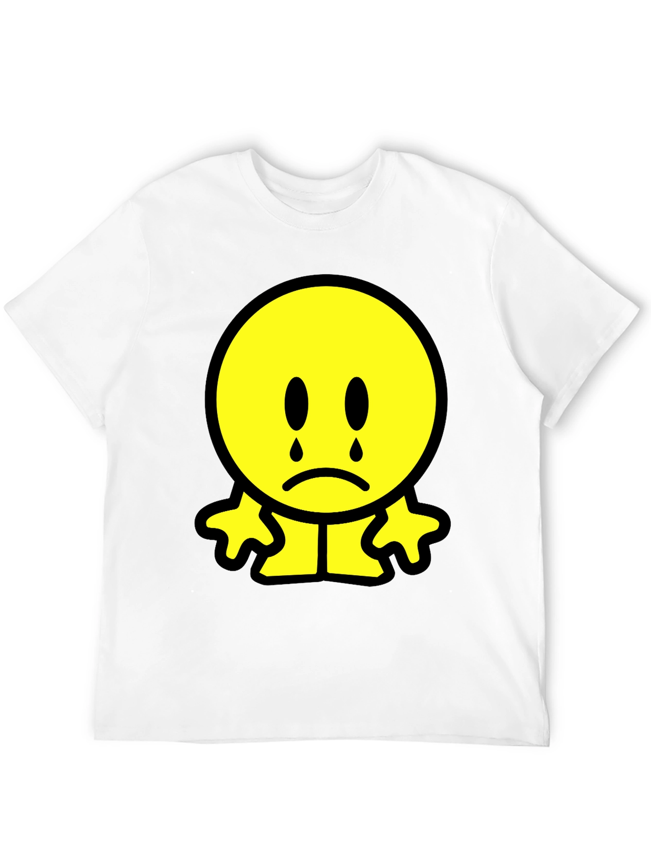 Sad Emoji Graphic T-Shirt - Black