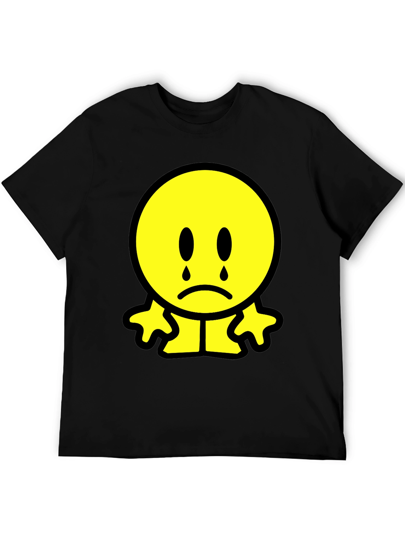 Sad Emoji Graphic T-Shirt - Black