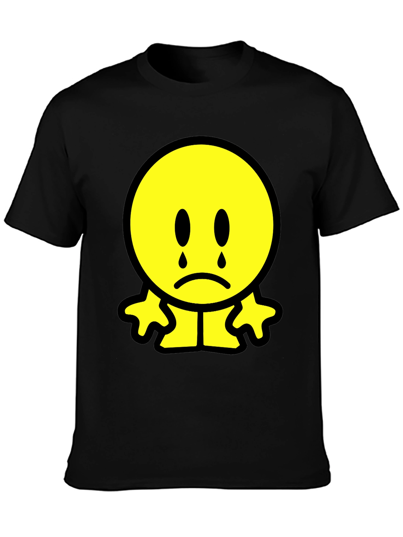 Sad Emoji Graphic T-Shirt - Black