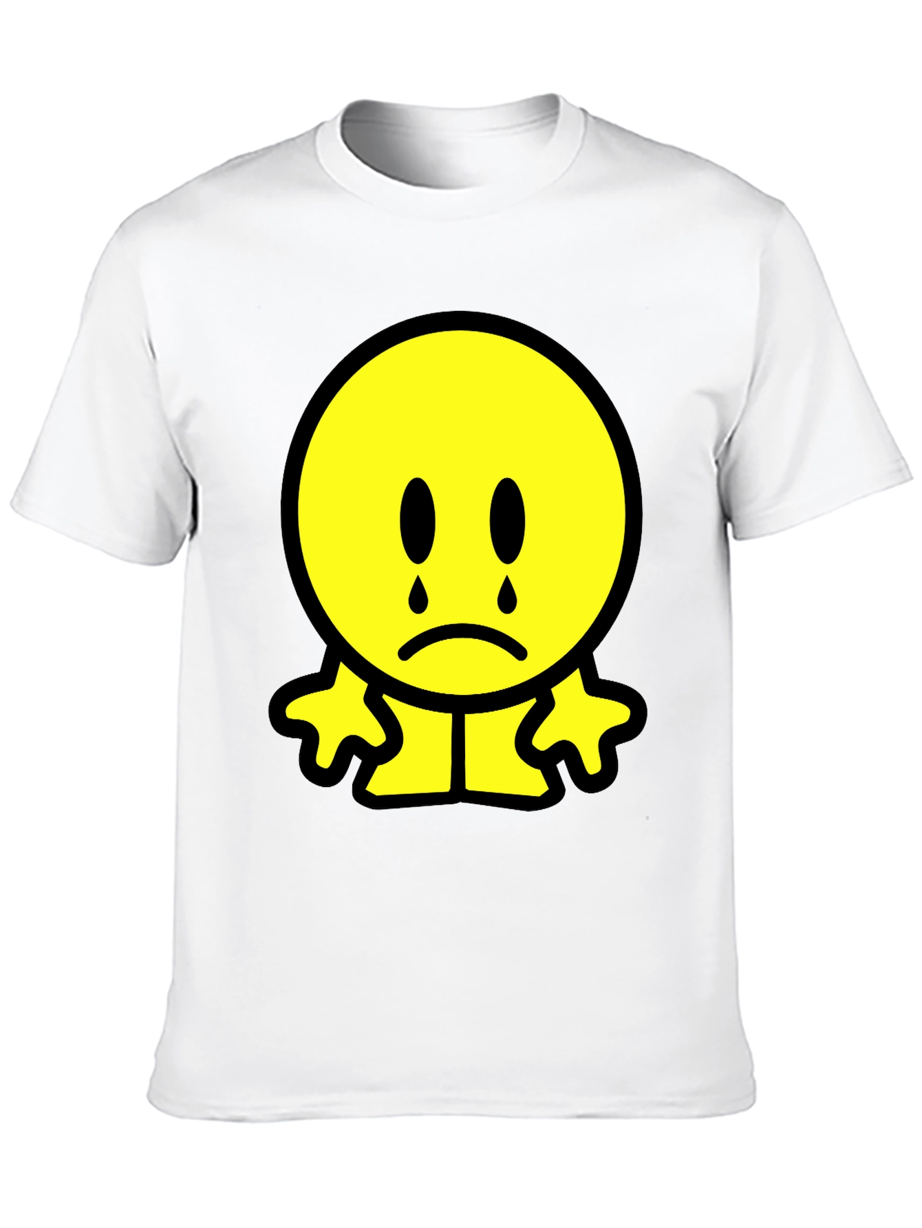 Sad Emoji Graphic T-Shirt - Black
