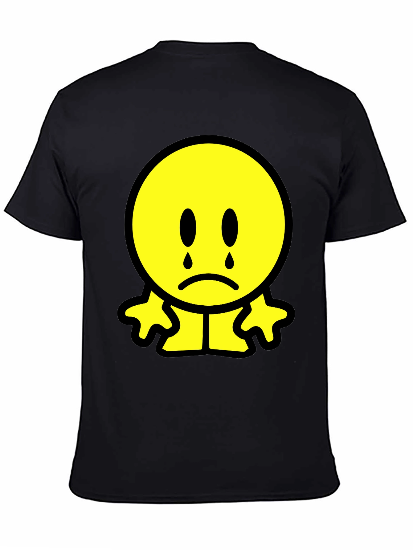 Sad Emoji Graphic T-Shirt - Black
