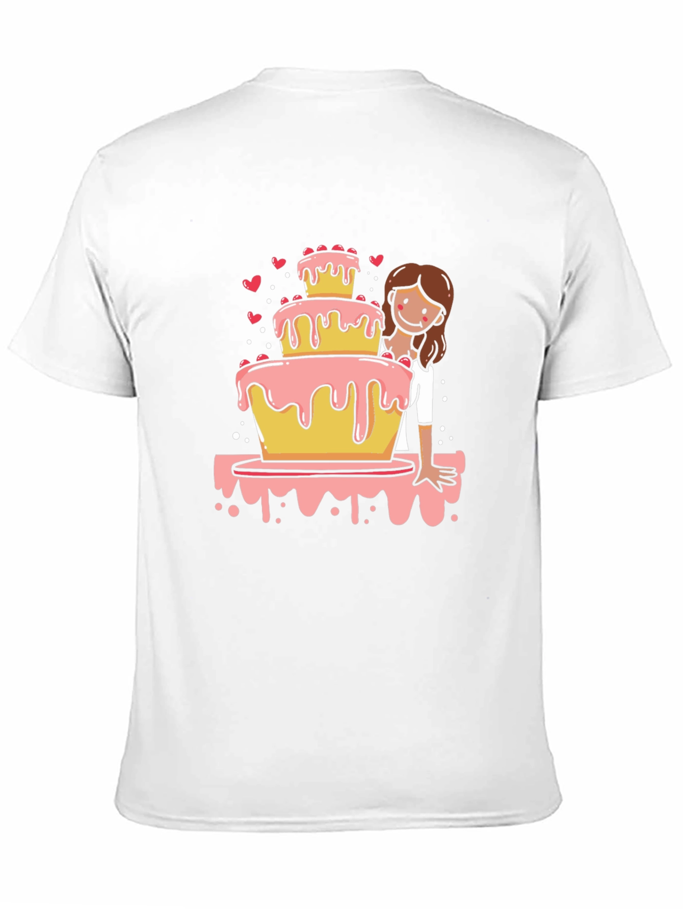 Sweet Celebration Tee: Cake & Cartoon Girl Design