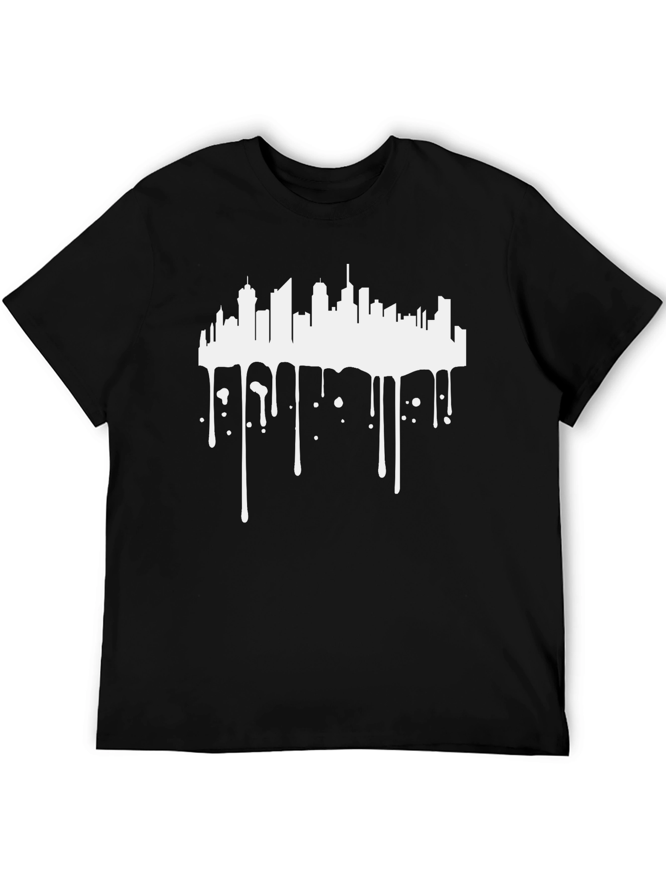Modern Cityscape Graphic Tee - Black