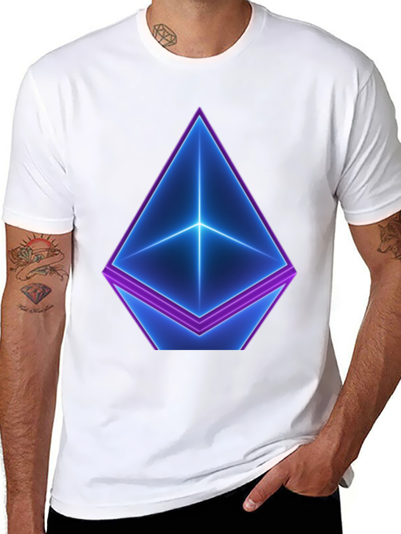 Neon Ethereum Logo Black T-Shirt