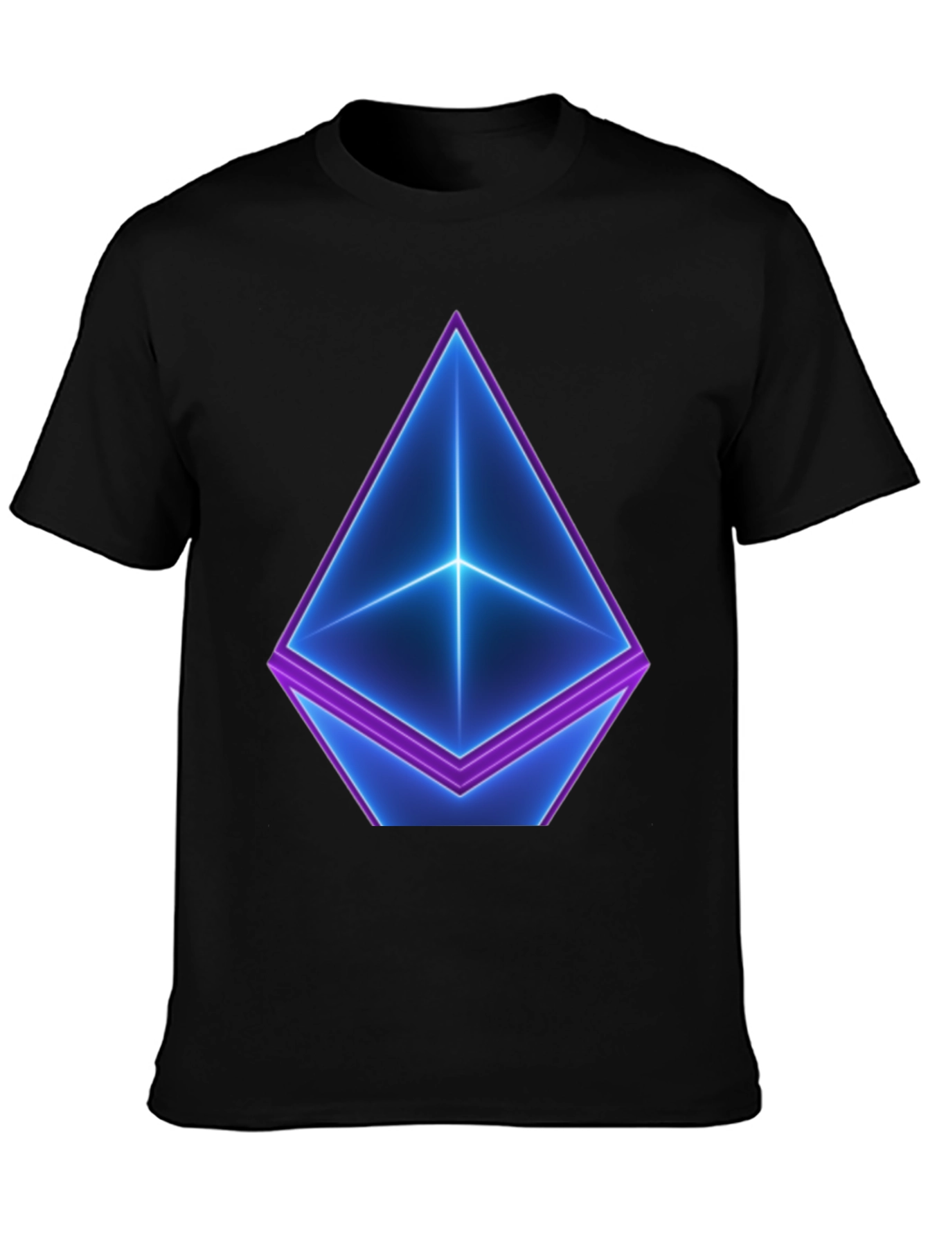 Neon Ethereum Logo Black T-Shirt