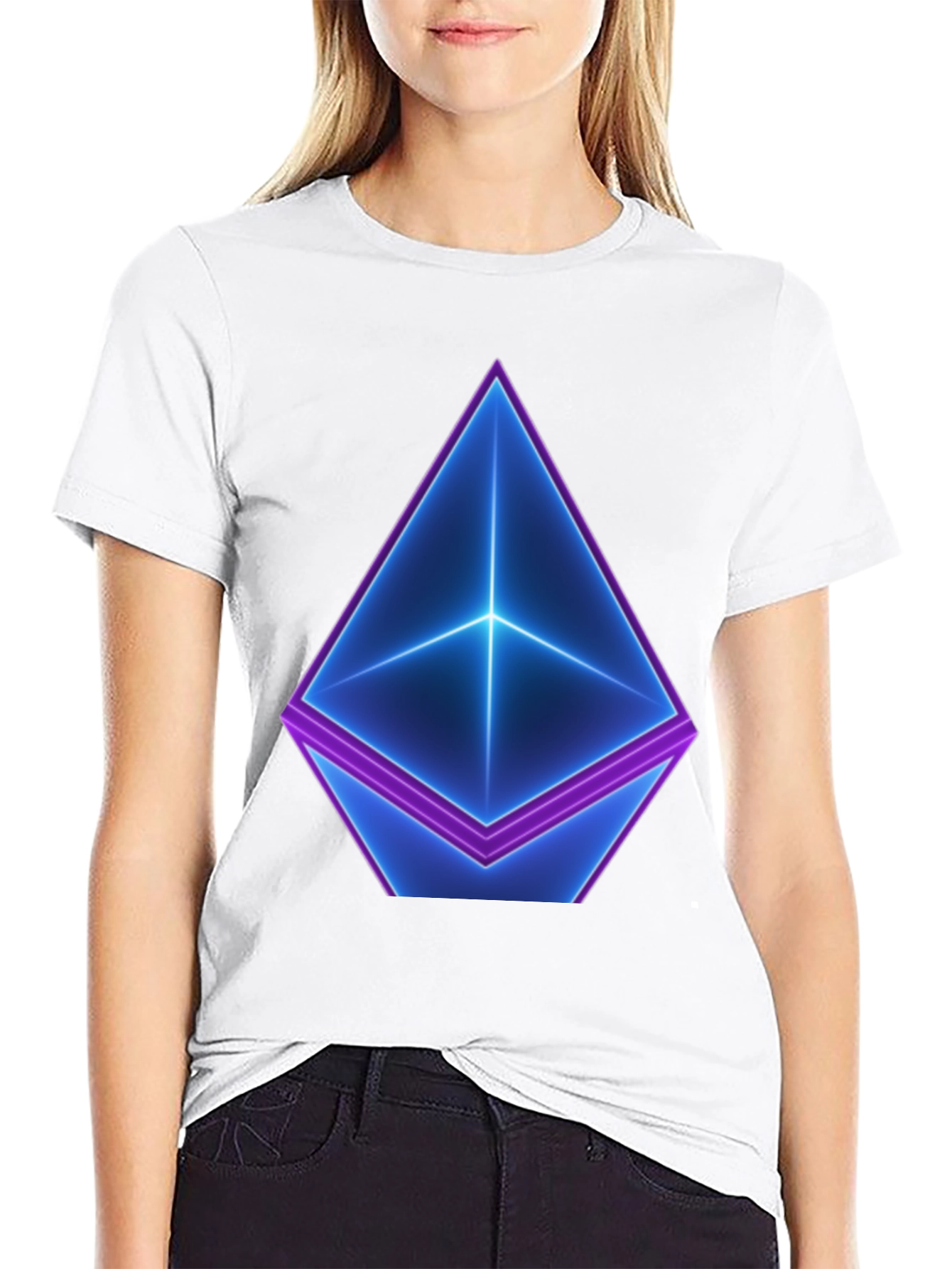 Neon Ethereum Logo Black T-Shirt
