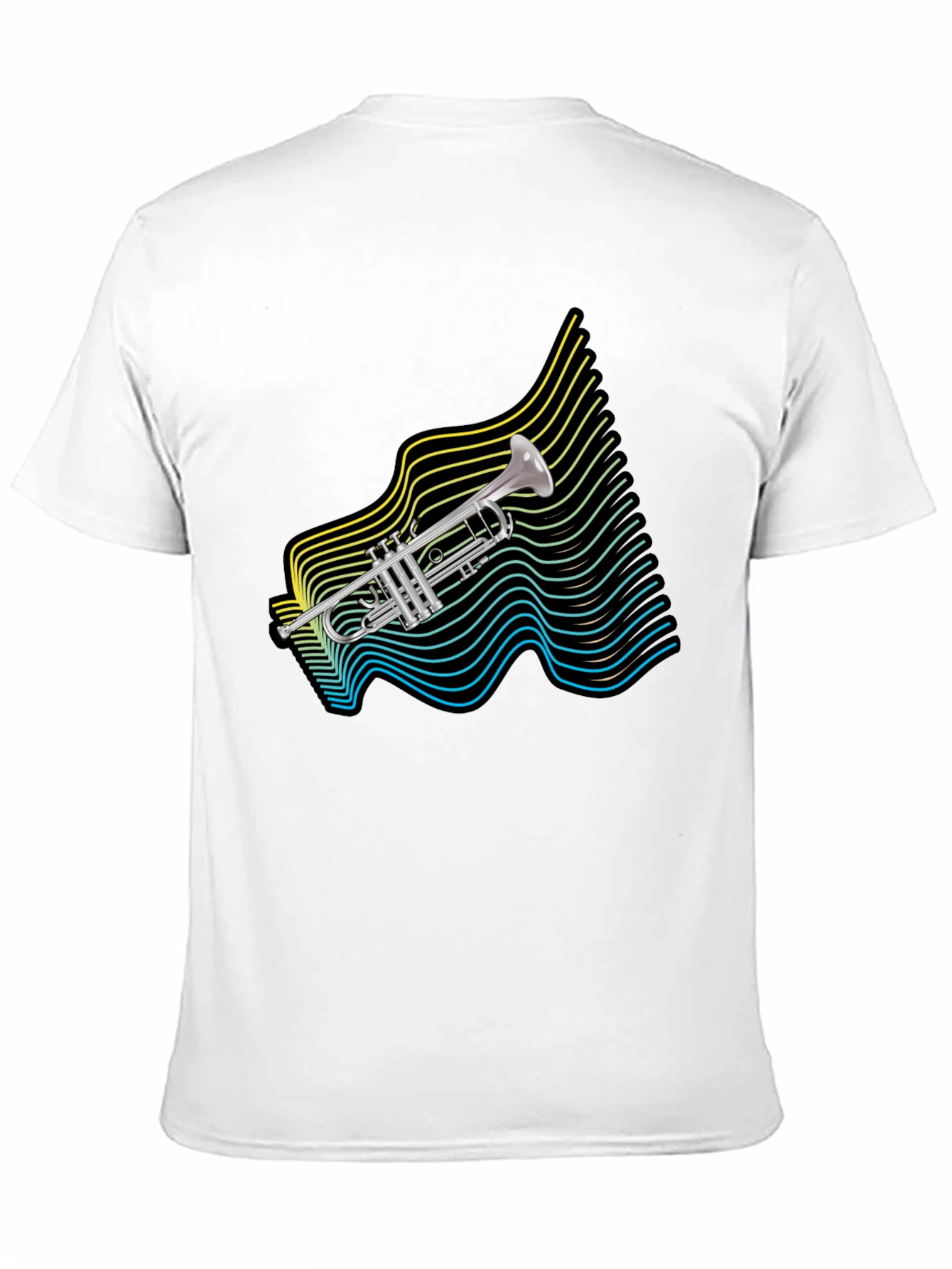Retro Trumpet Wave Graphic T-Shirt - Black