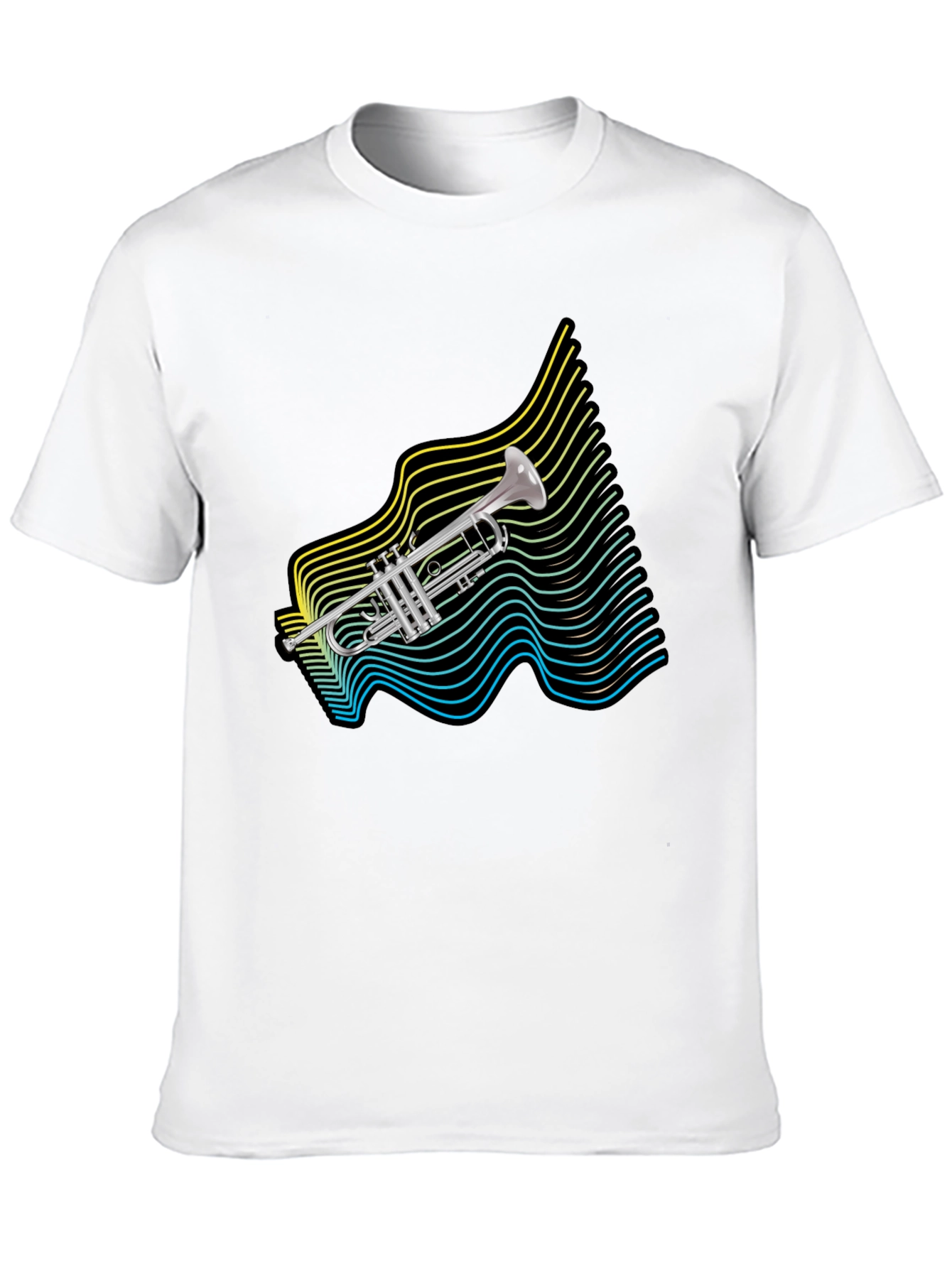 Retro Trumpet Wave Graphic T-Shirt - Black