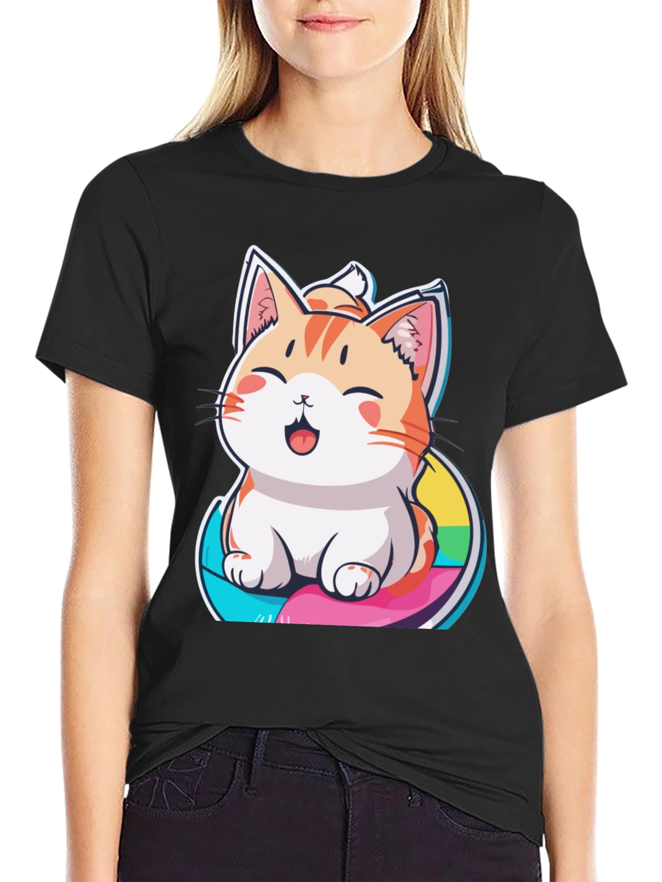 Kawaii Cat Rainbow T-Shirt