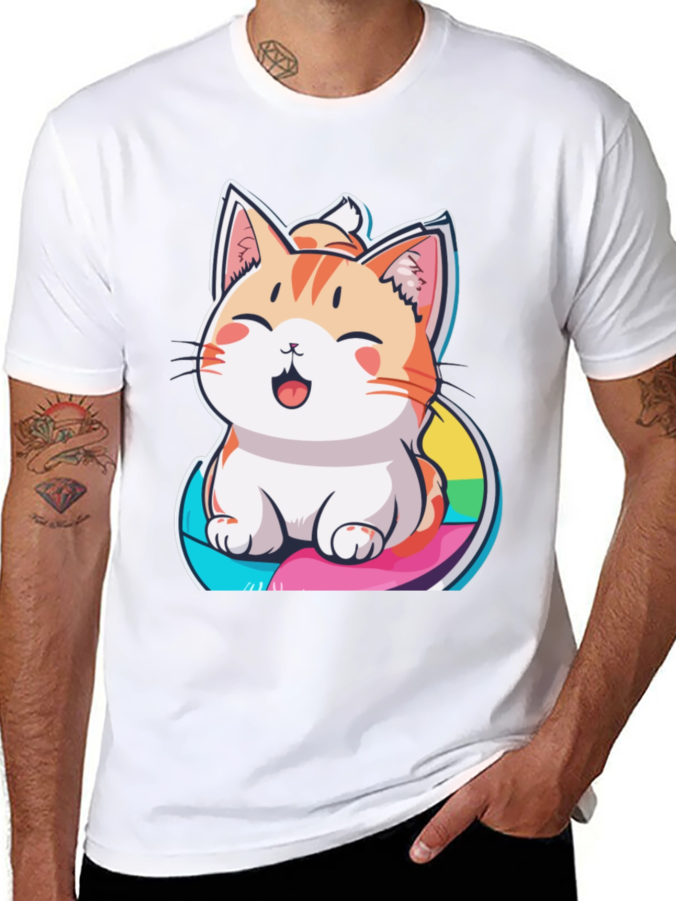 Kawaii Cat Rainbow T-Shirt