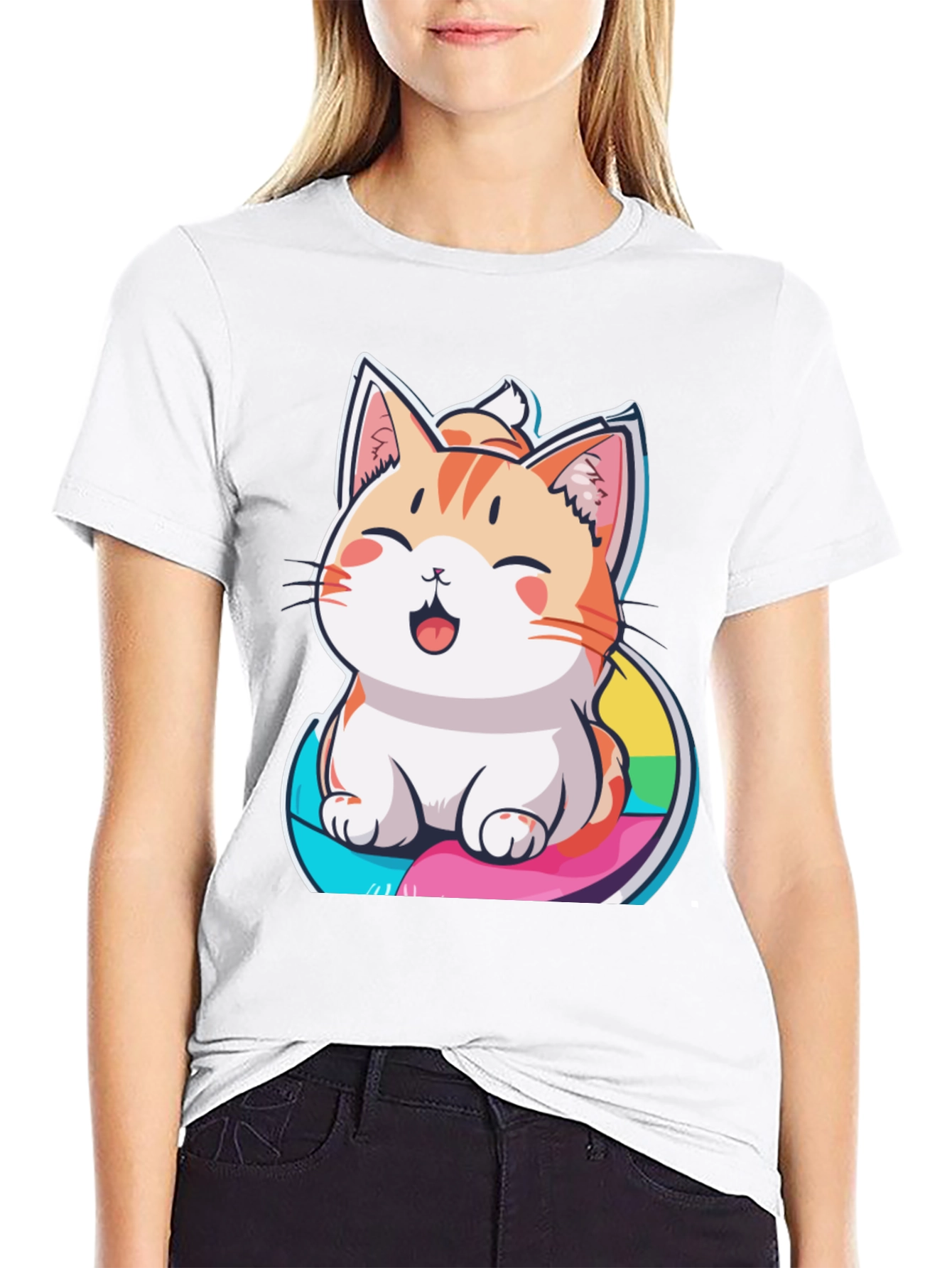 Kawaii Cat Rainbow T-Shirt