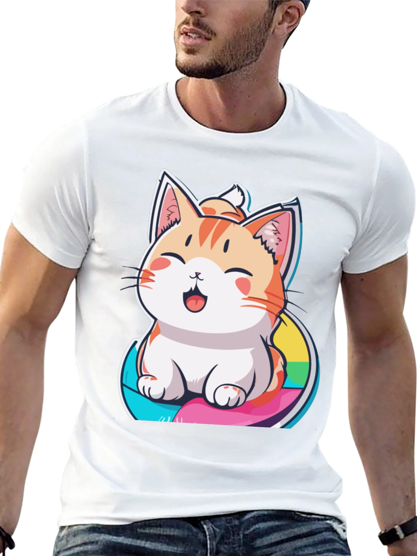 Kawaii Cat Rainbow T-Shirt