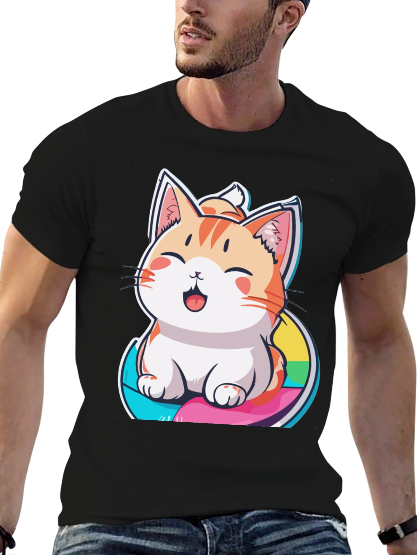 Kawaii Cat Rainbow T-Shirt