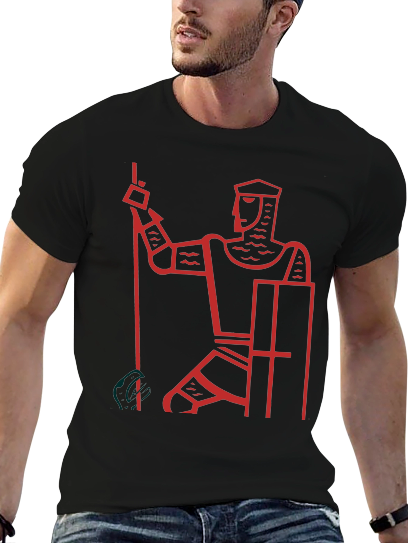 Knight Graphic Tee - Black Cotton Casual T-Shirt