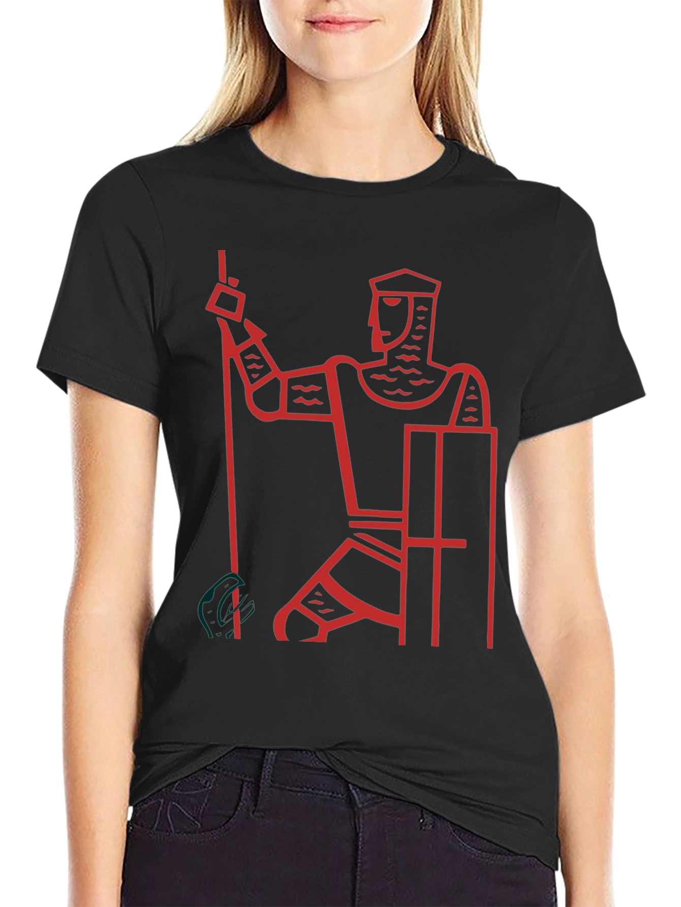 Knight Graphic Tee - Black Cotton Casual T-Shirt