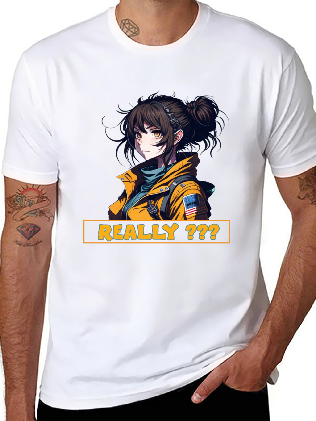Anime Girl Graphic Print T-Shirt - Really???