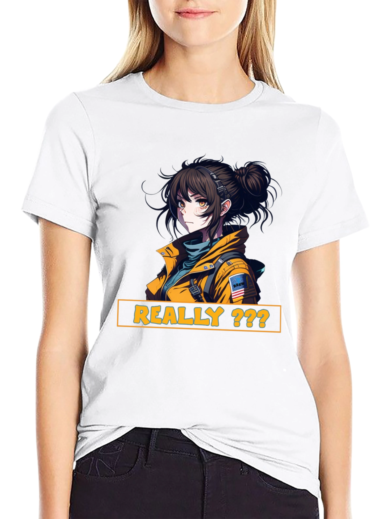 Anime Girl Graphic Print T-Shirt - Really???