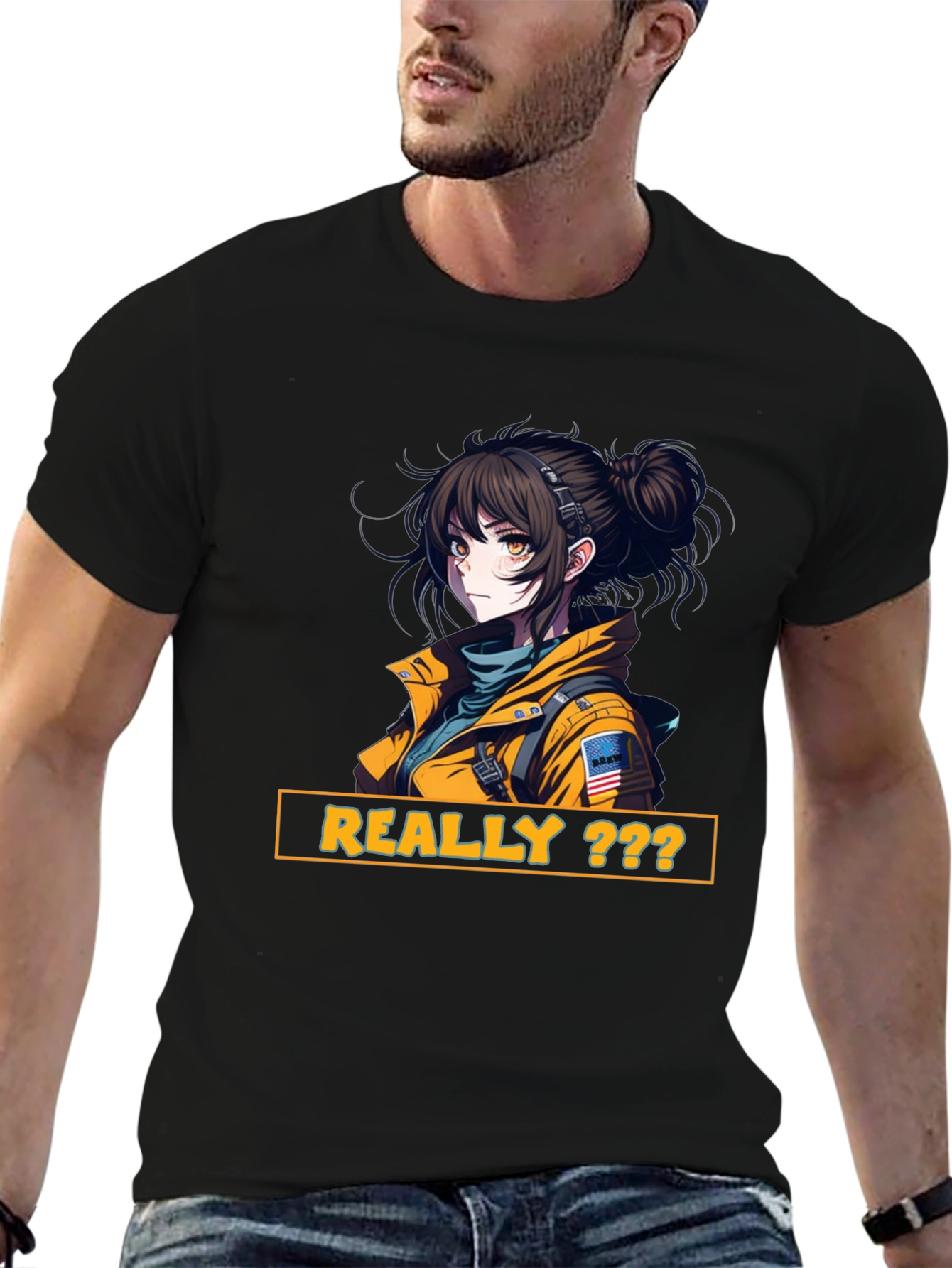 Anime Girl Graphic Print T-Shirt - Really???