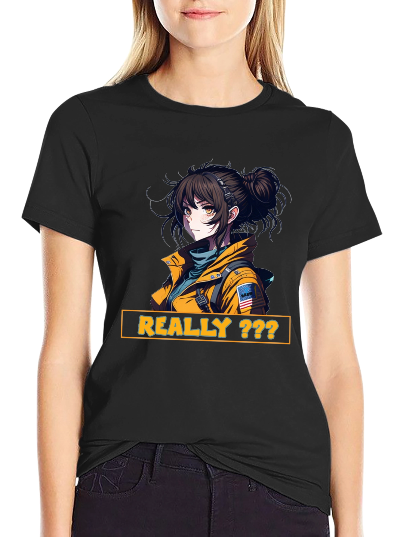 Anime Girl Graphic Print T-Shirt - Really???