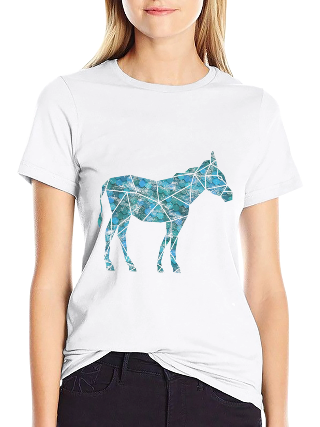 Geometric Donkey Graphic Tee - Mens Black T-Shirt