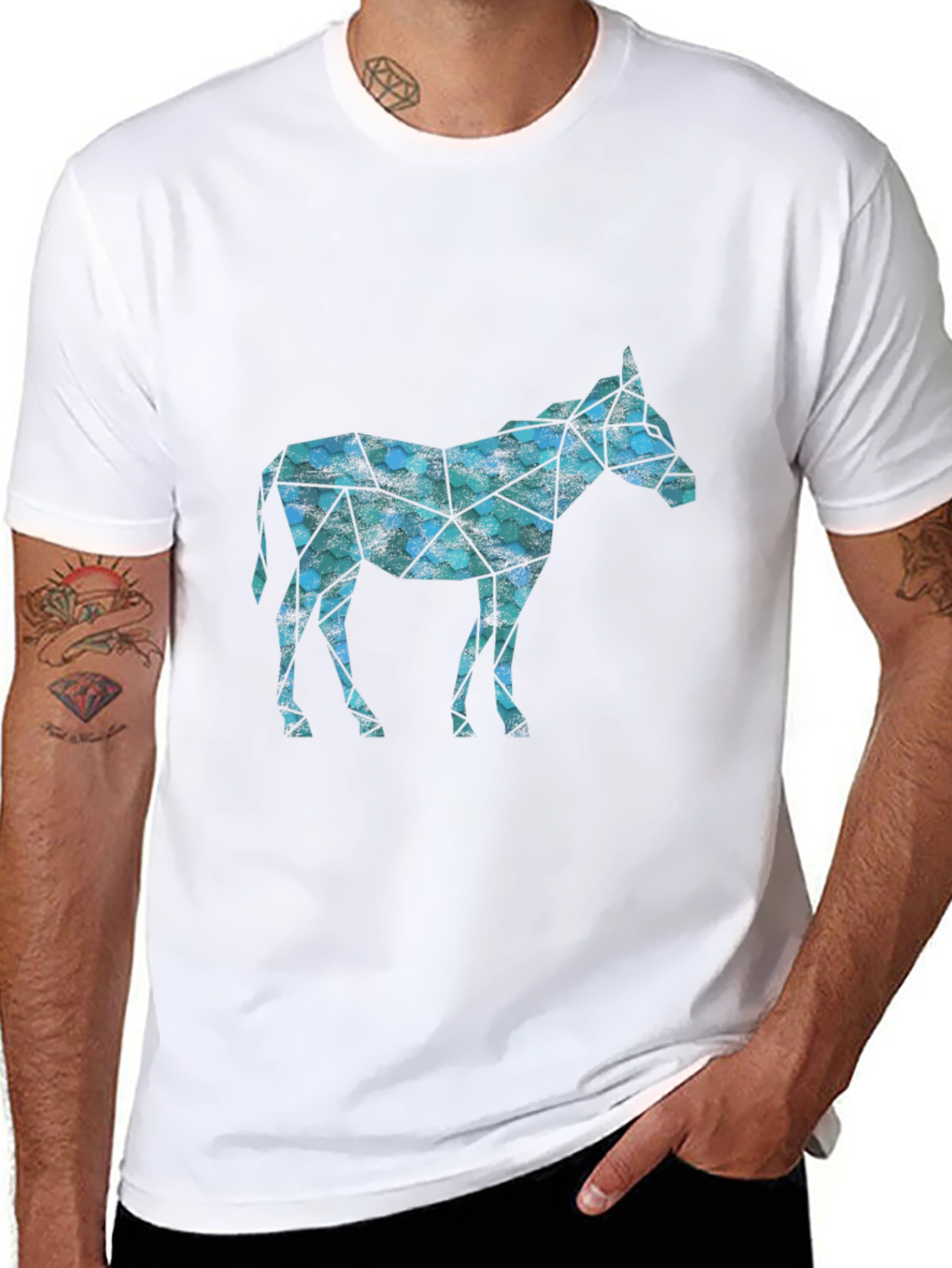 Geometric Donkey Graphic Tee - Mens Black T-Shirt