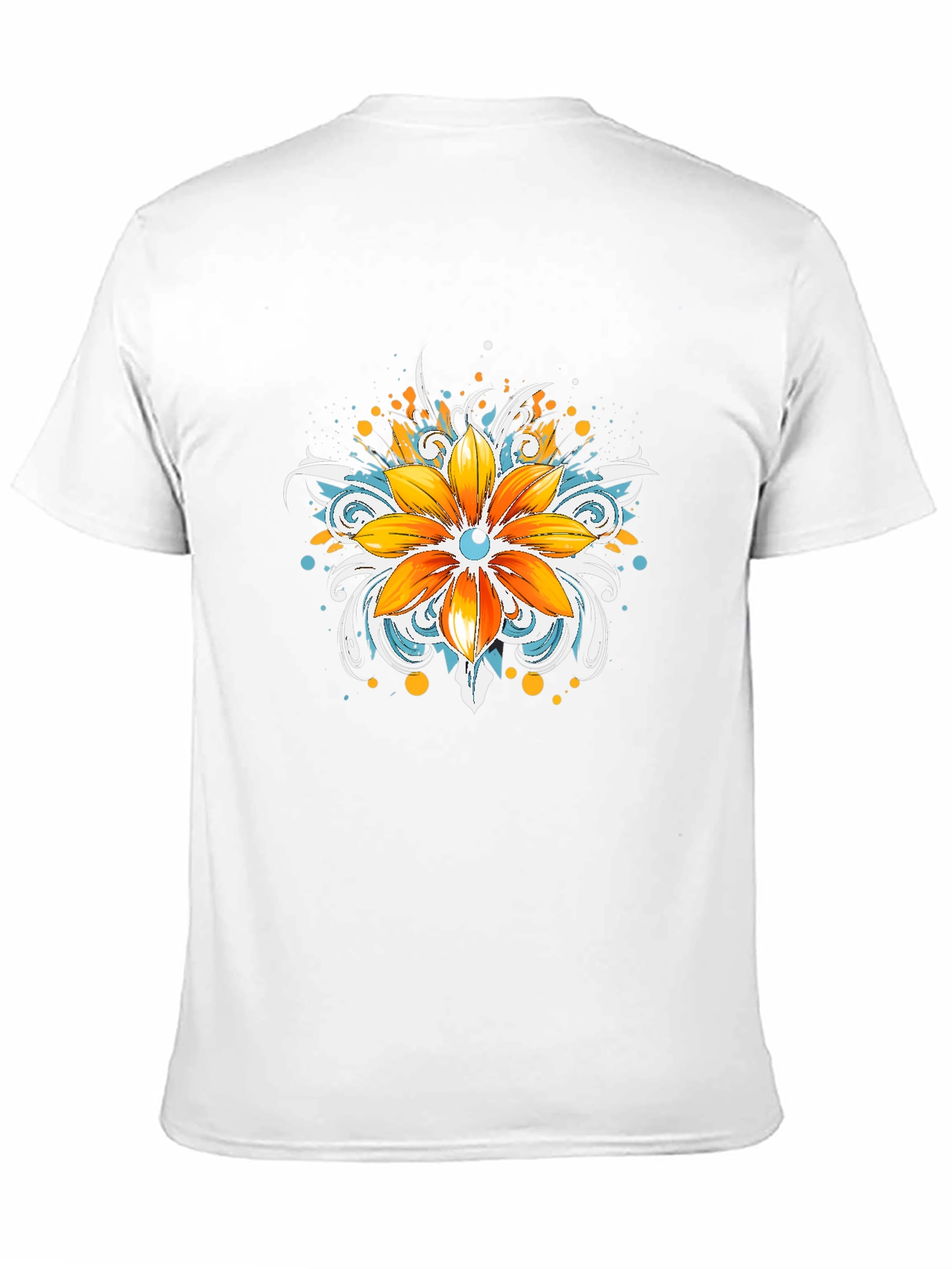 Mens Black T-Shirt with Floral Graphic