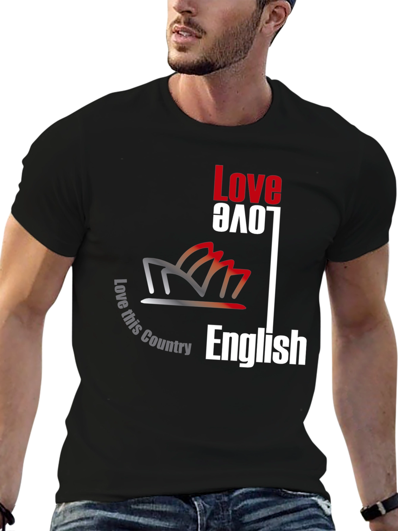 Love This Country English Black Graphic Tee