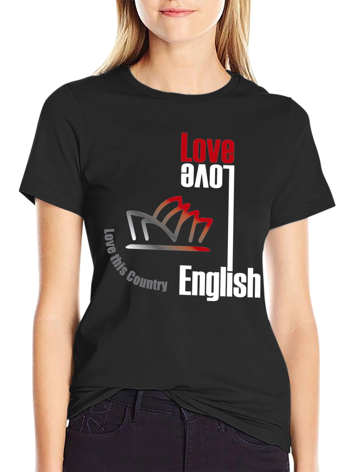 Love This Country English Black Graphic Tee