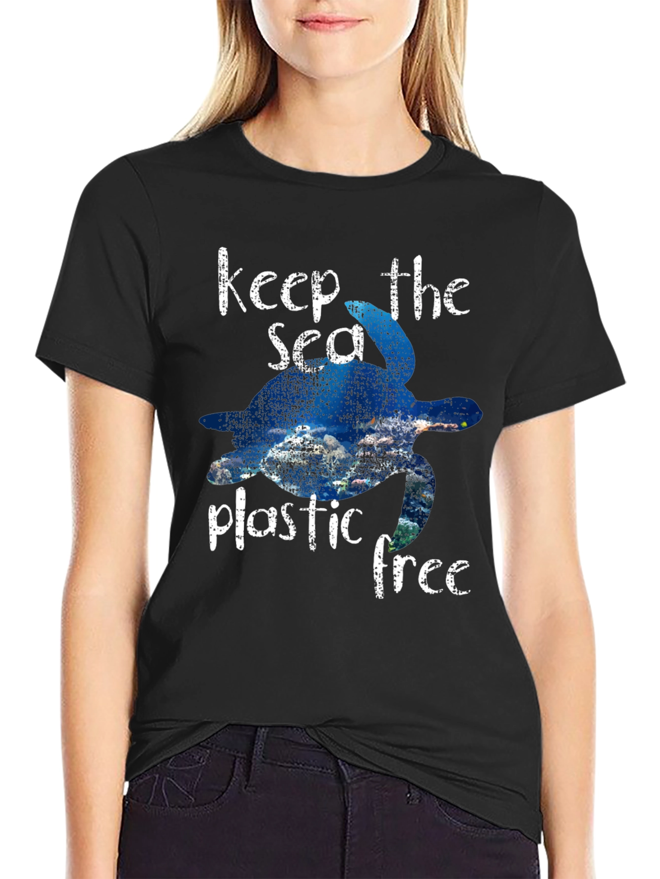 Keep the Sea Plastic Free Turtle Graphic Tee