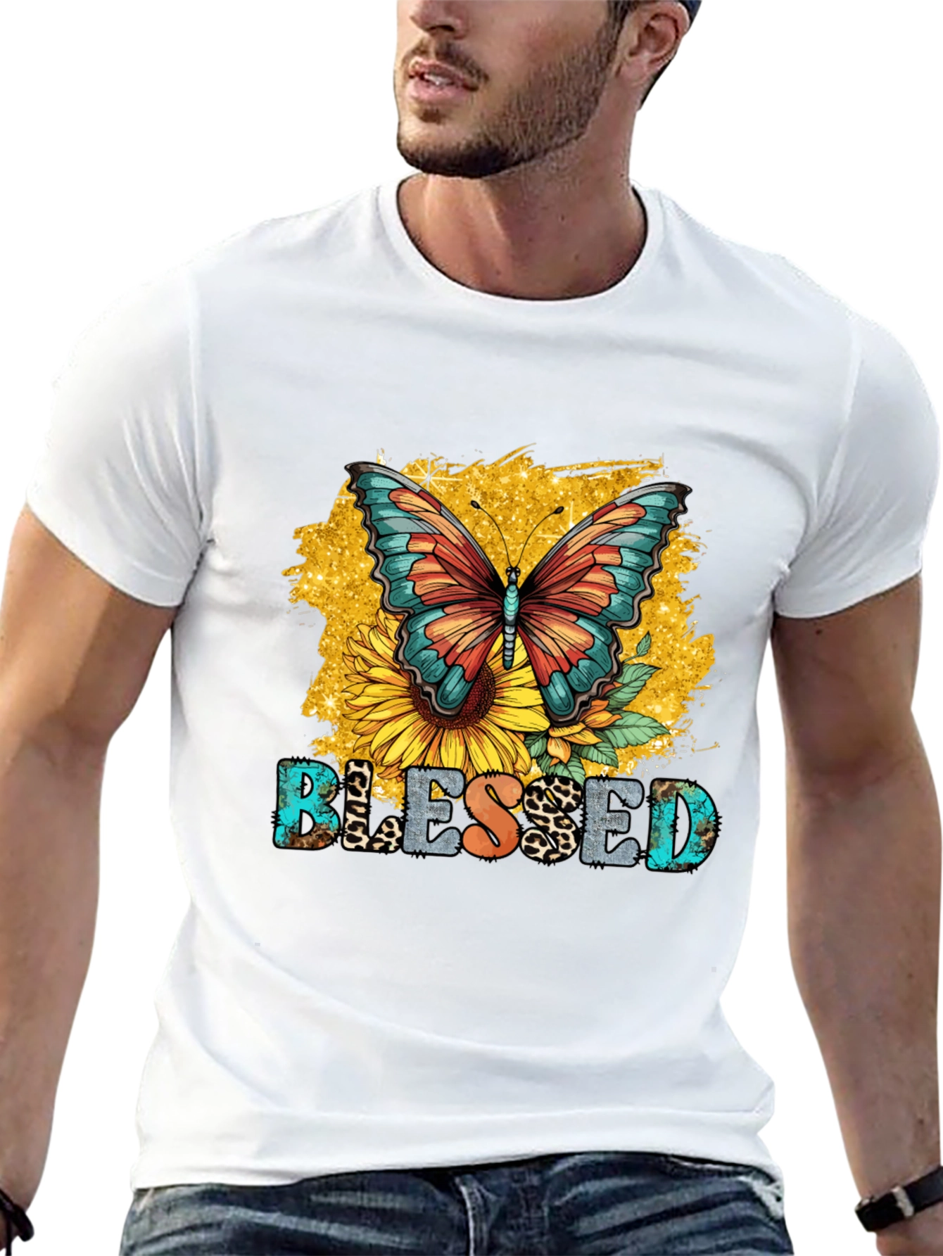 Blessed Butterfly Sunflower Graphic T-Shirt