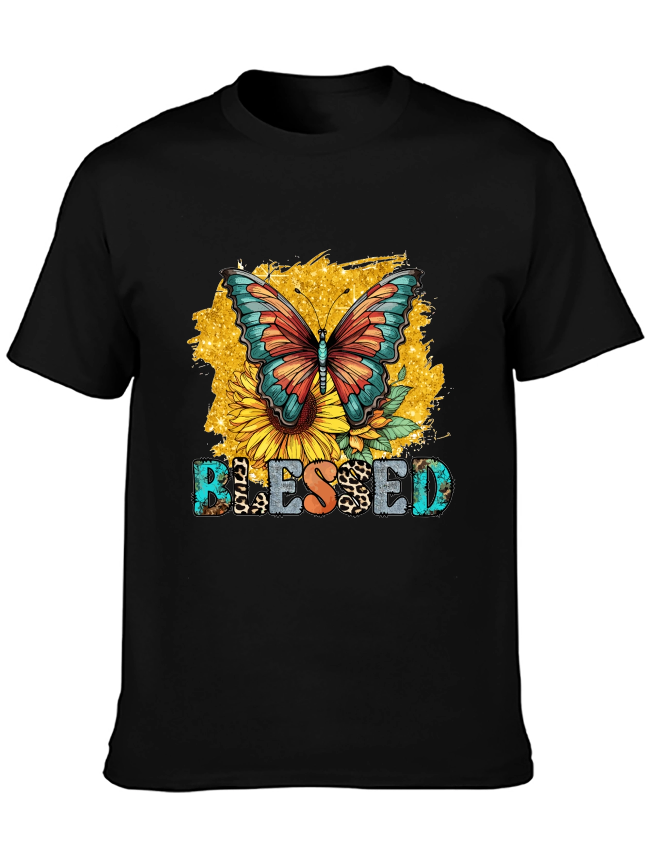 Blessed Butterfly Sunflower Graphic T-Shirt