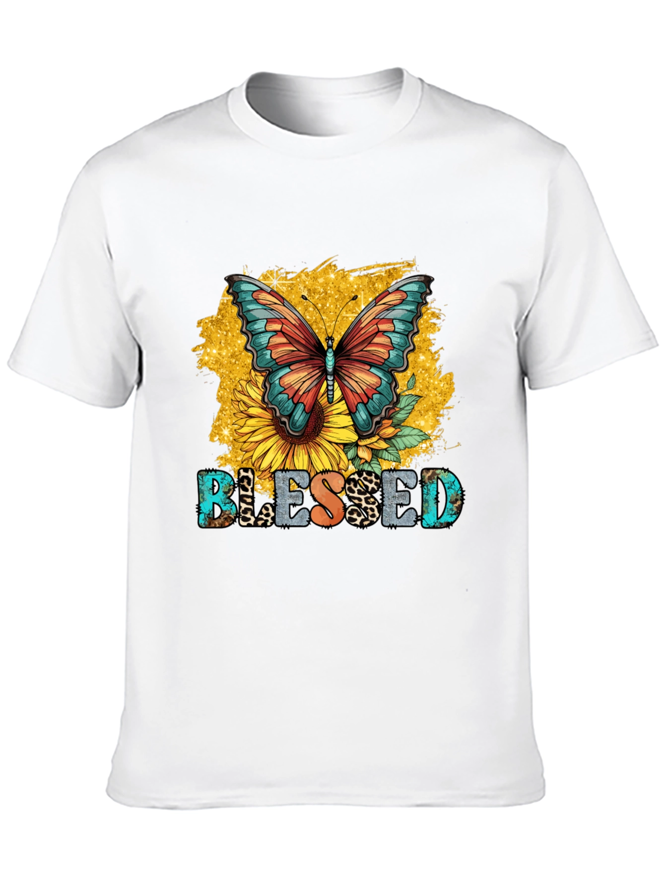 Blessed Butterfly Sunflower Graphic T-Shirt