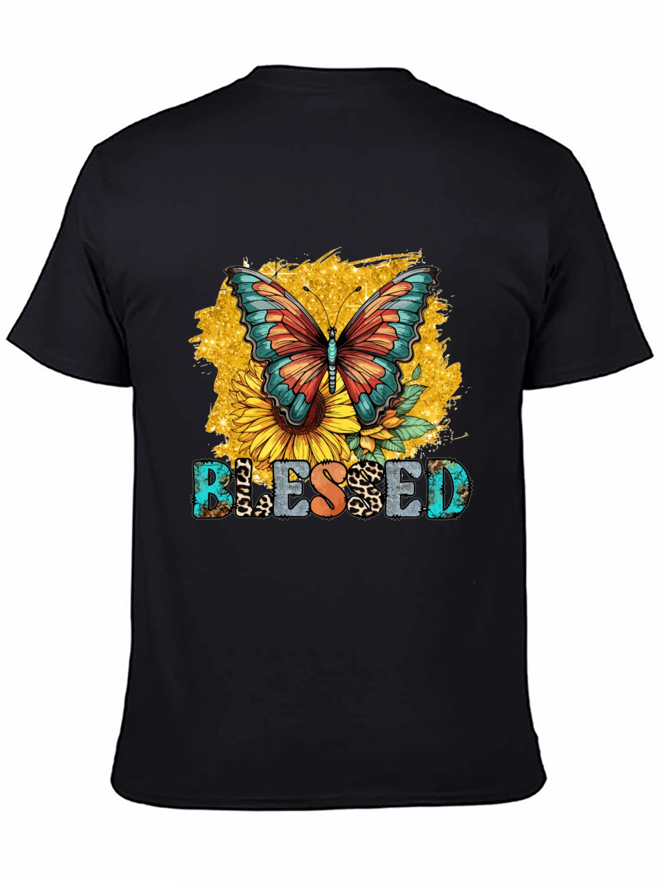 Blessed Butterfly Sunflower Graphic T-Shirt