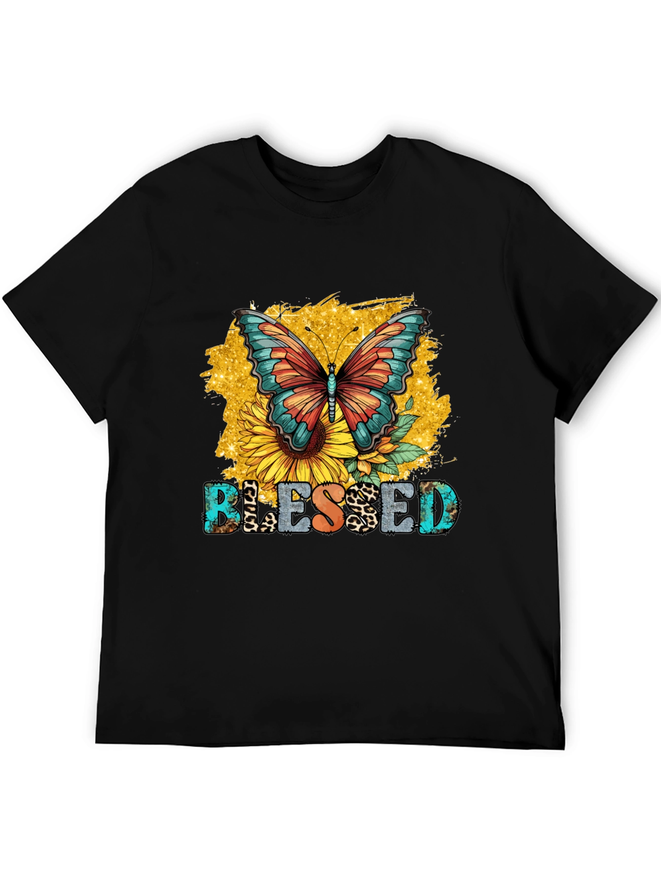 Blessed Butterfly Sunflower Graphic T-Shirt