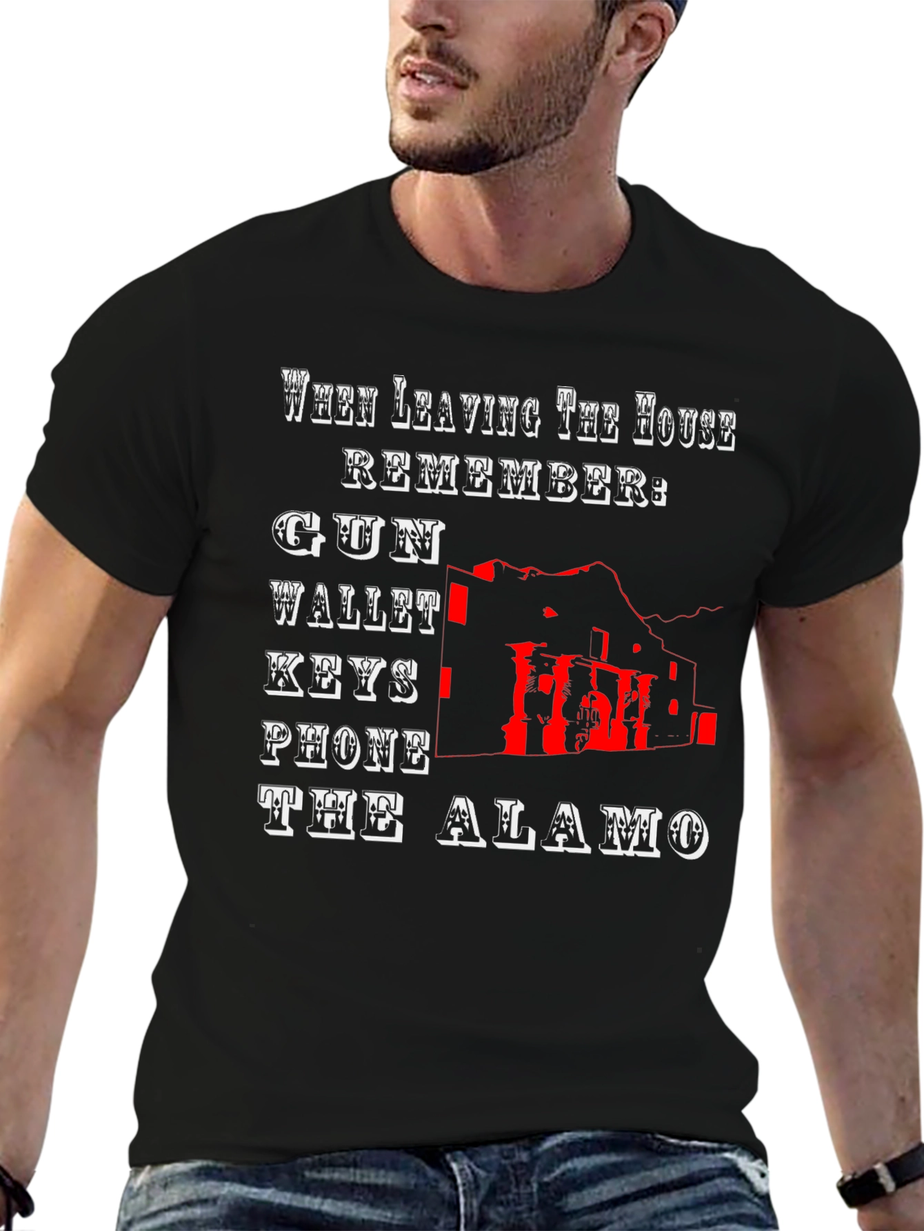 The Alamo T-Shirt - Gun Wallet Keys Phone