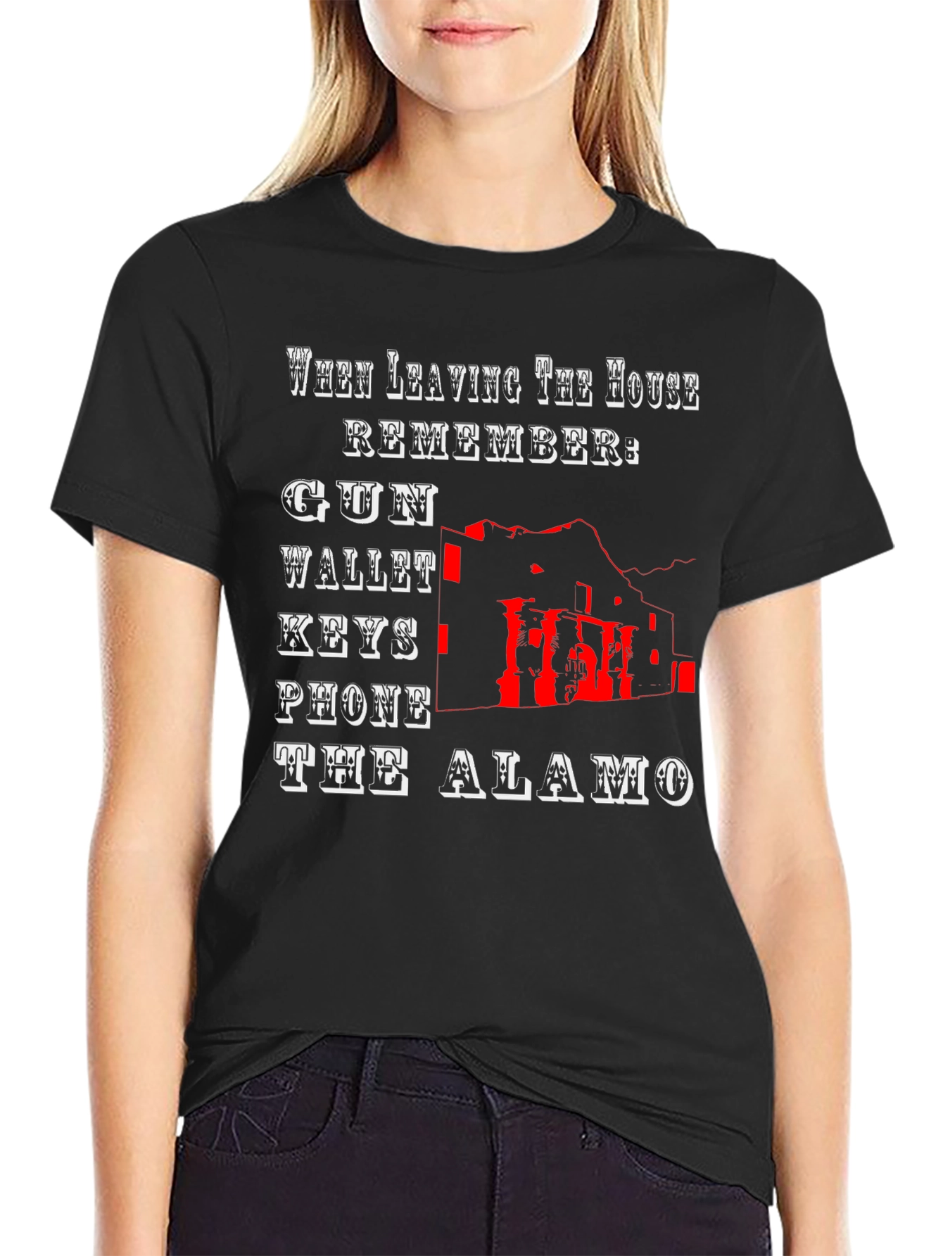The Alamo T-Shirt - Gun Wallet Keys Phone