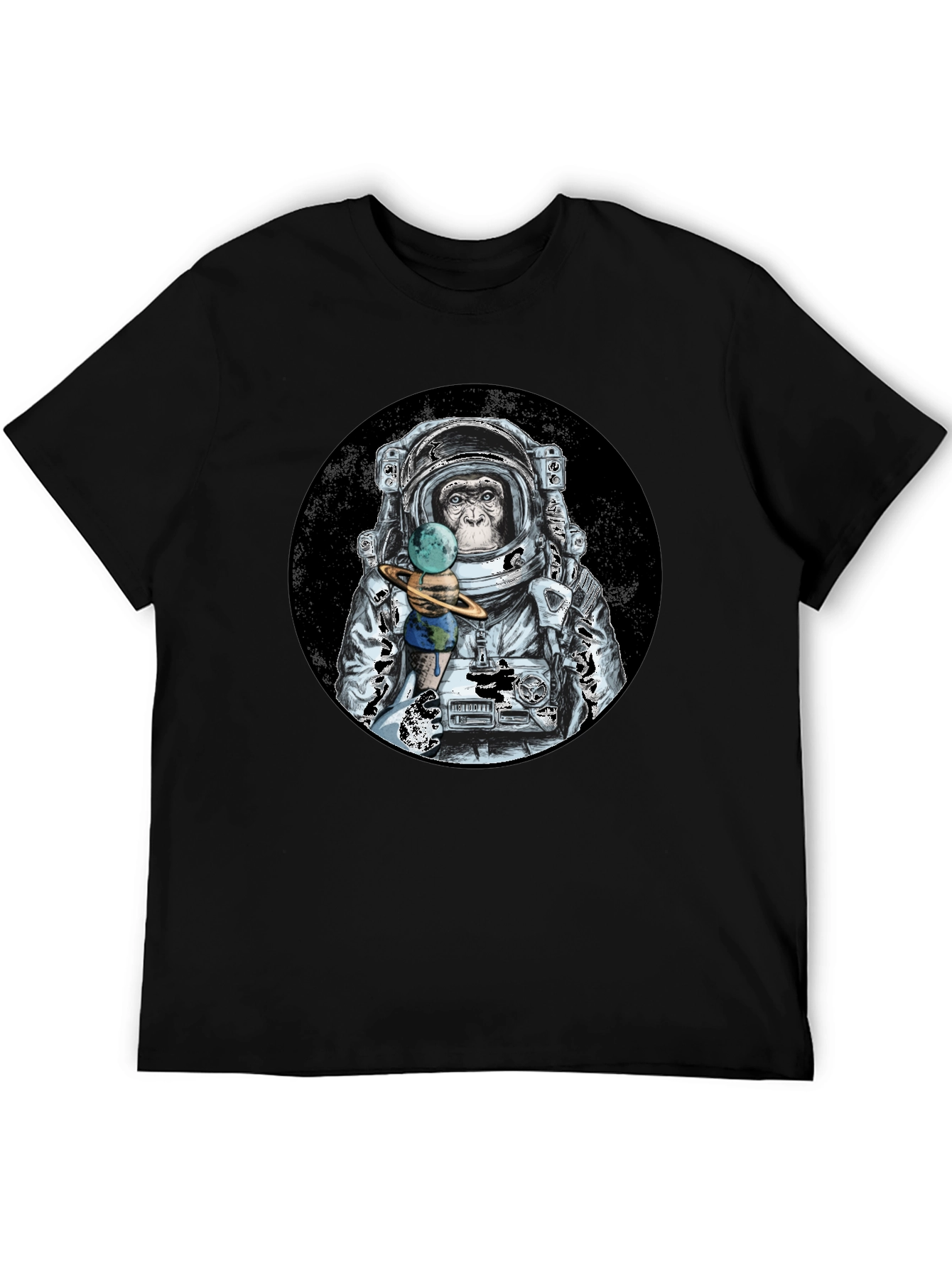 Monkey Astronaut Black T-Shirt
