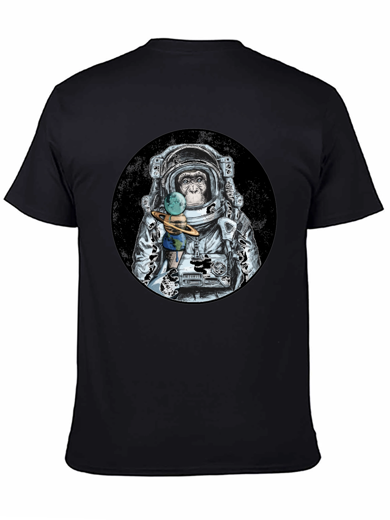 Monkey Astronaut Black T-Shirt
