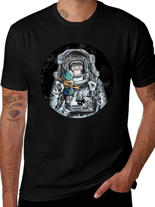 Monkey Astronaut Black T-Shirt
