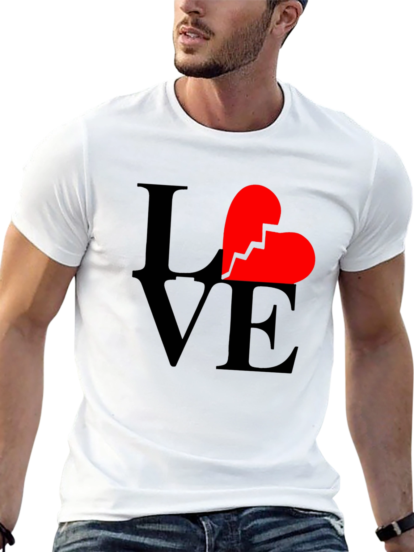 Broken Heart Love Graphic T-Shirt - Unisex Black Tee