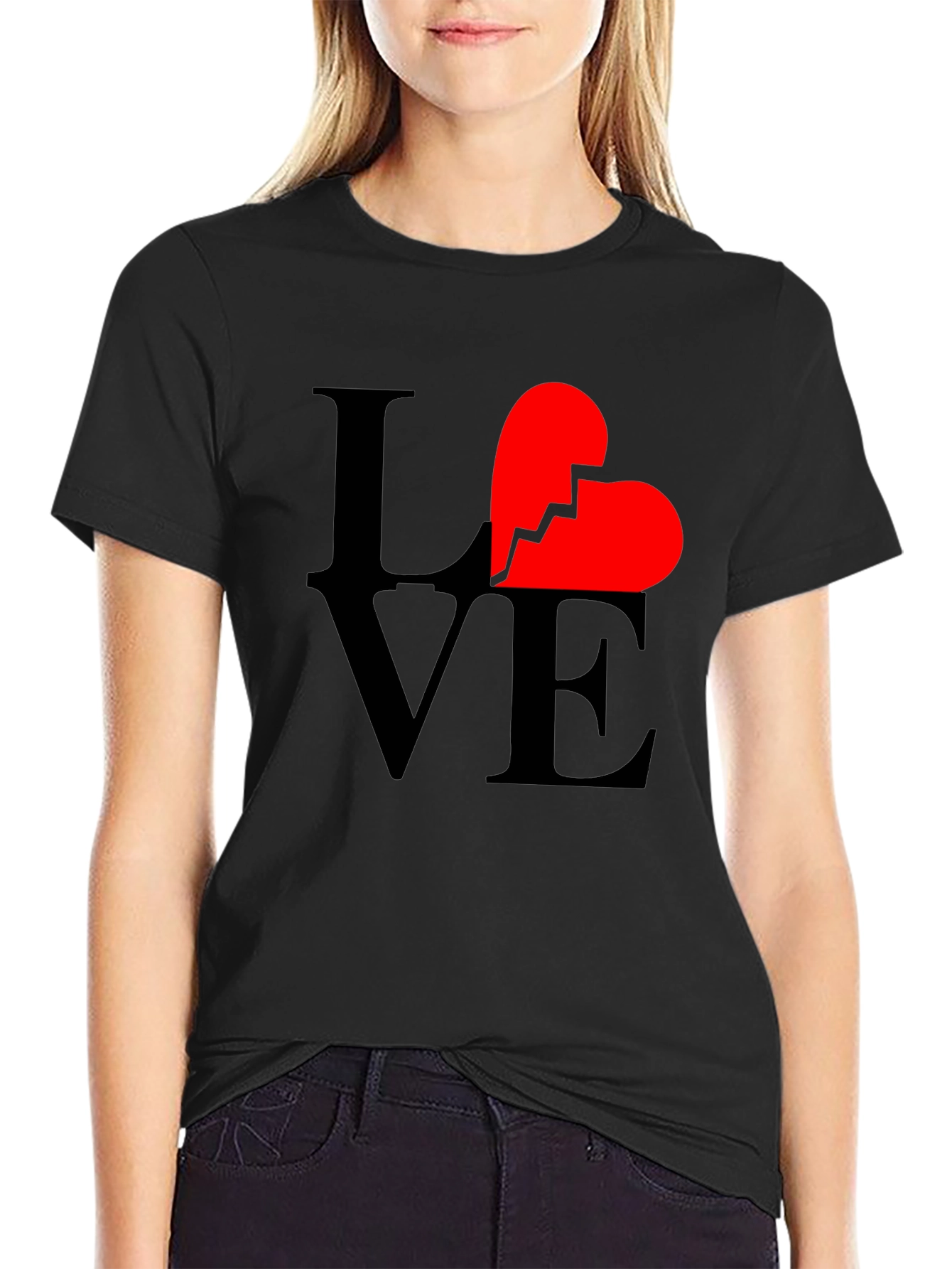 Broken Heart Love Graphic T-Shirt - Unisex Black Tee