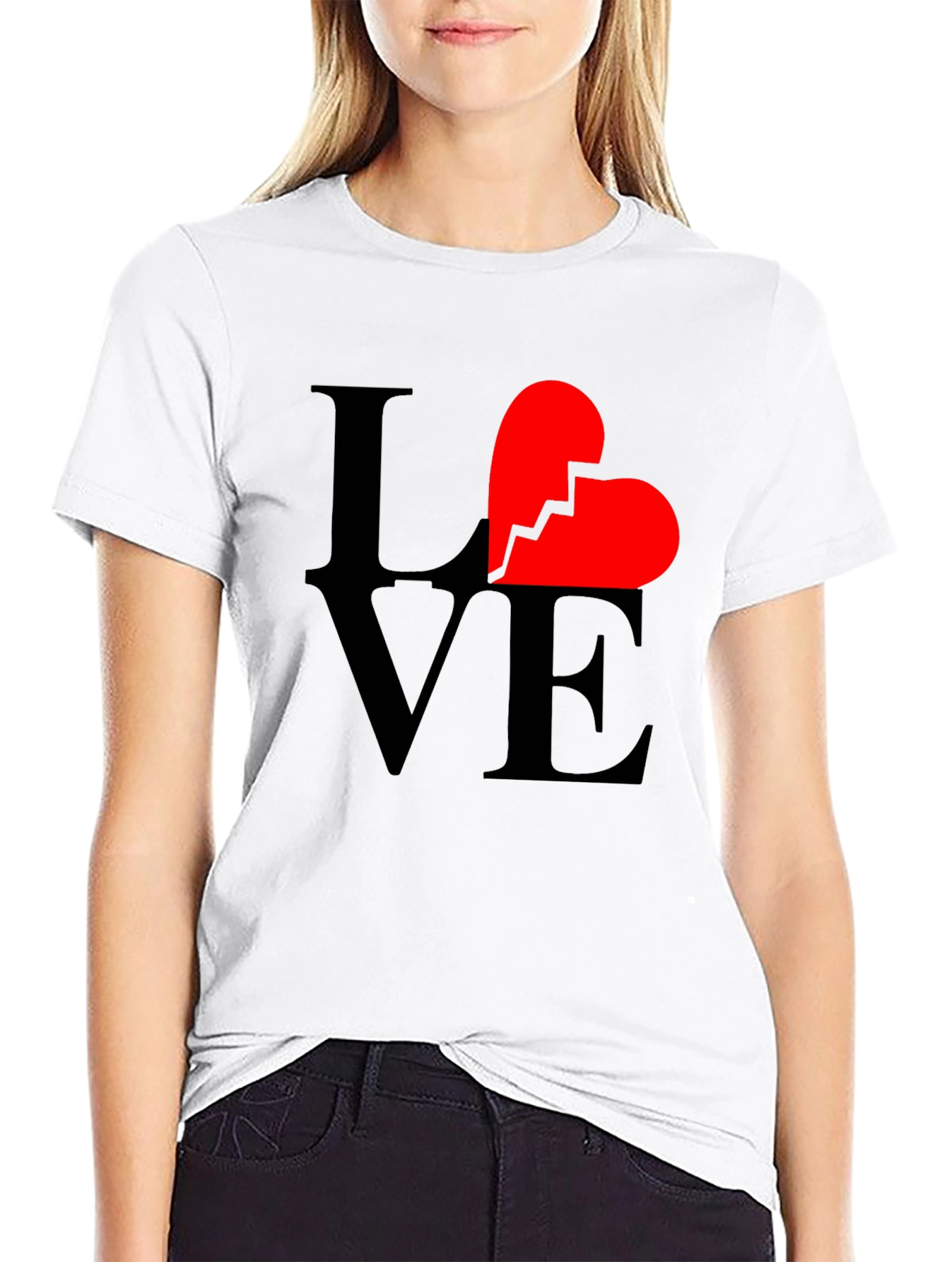 Broken Heart Love Graphic T-Shirt - Unisex Black Tee