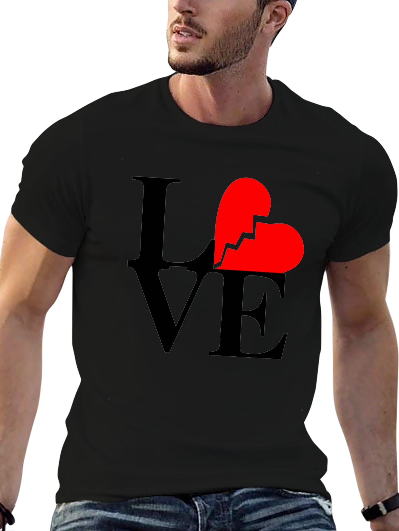 Broken Heart Love Graphic T-Shirt - Unisex Black Tee