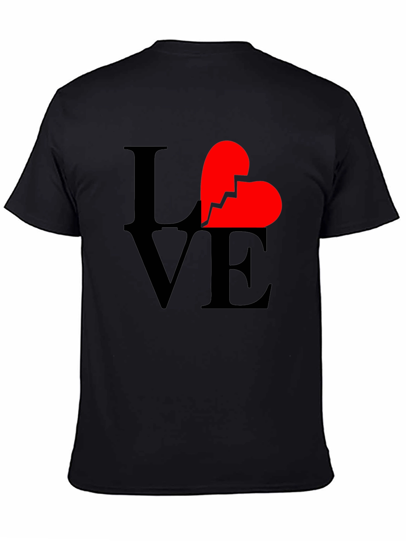 Broken Heart Love Graphic T-Shirt - Unisex Black Tee