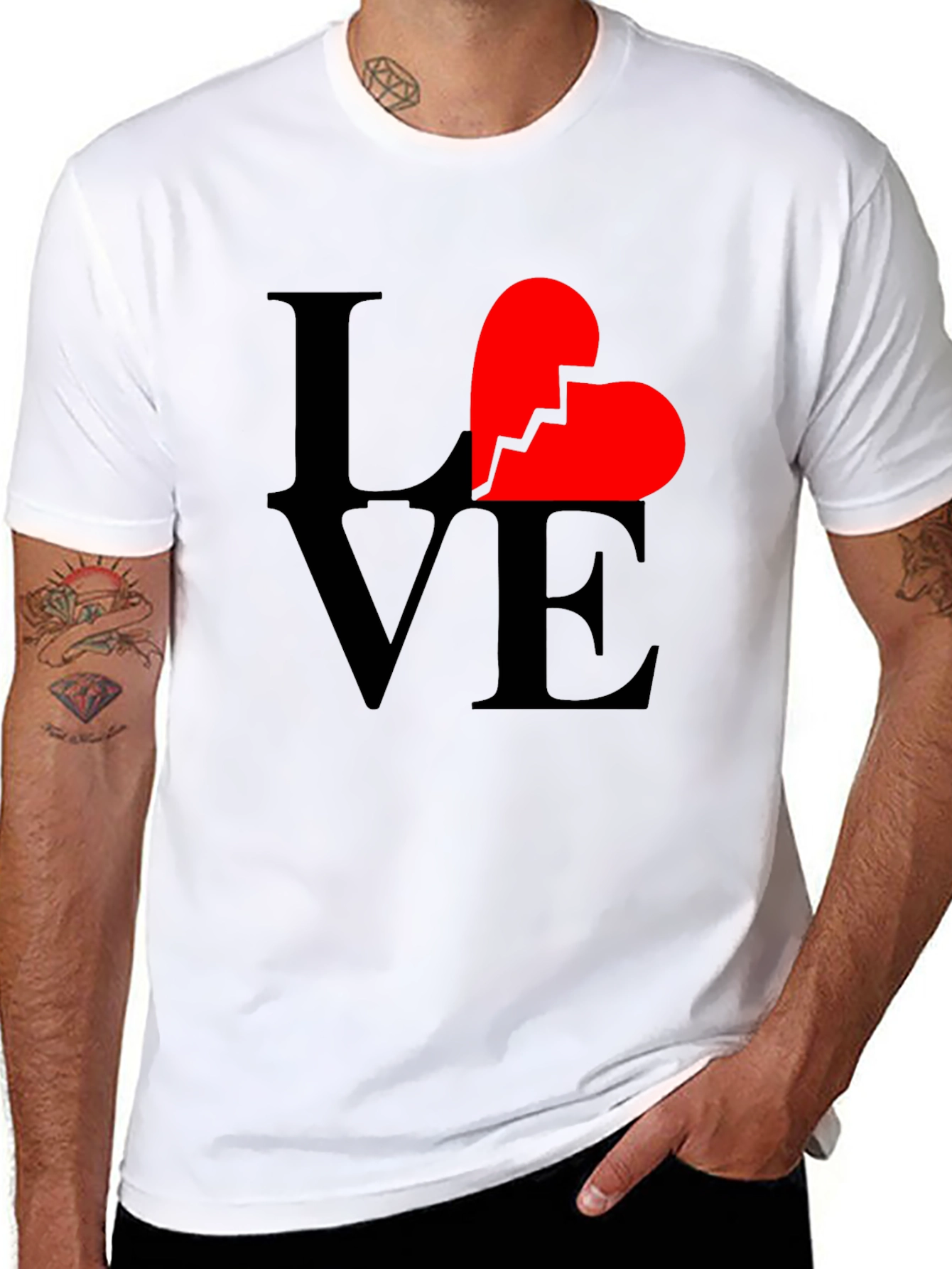 Broken Heart Love Graphic T-Shirt - Unisex Black Tee