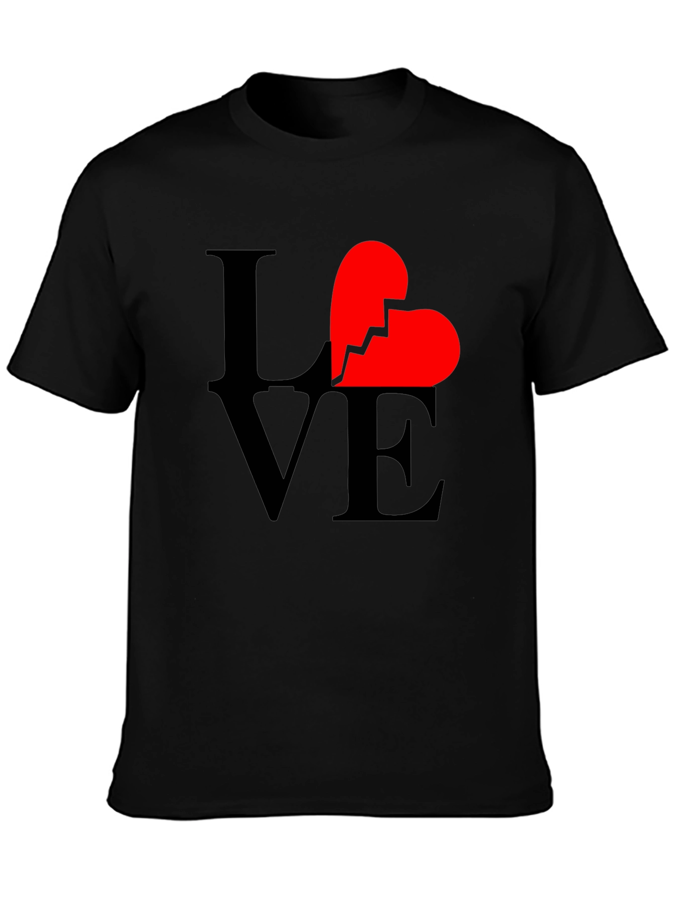 Broken Heart Love Graphic T-Shirt - Unisex Black Tee