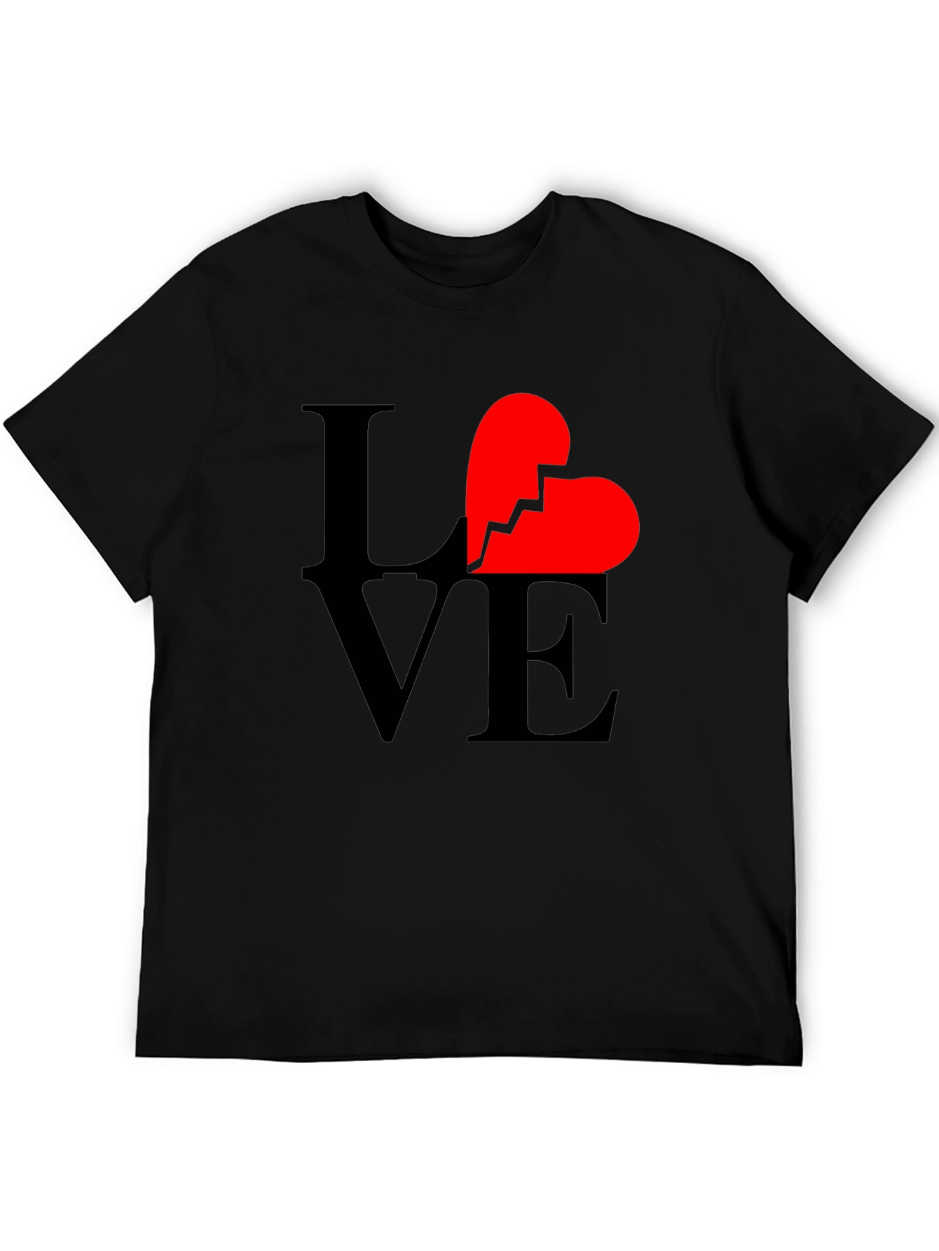 Broken Heart Love Graphic T-Shirt - Unisex Black Tee