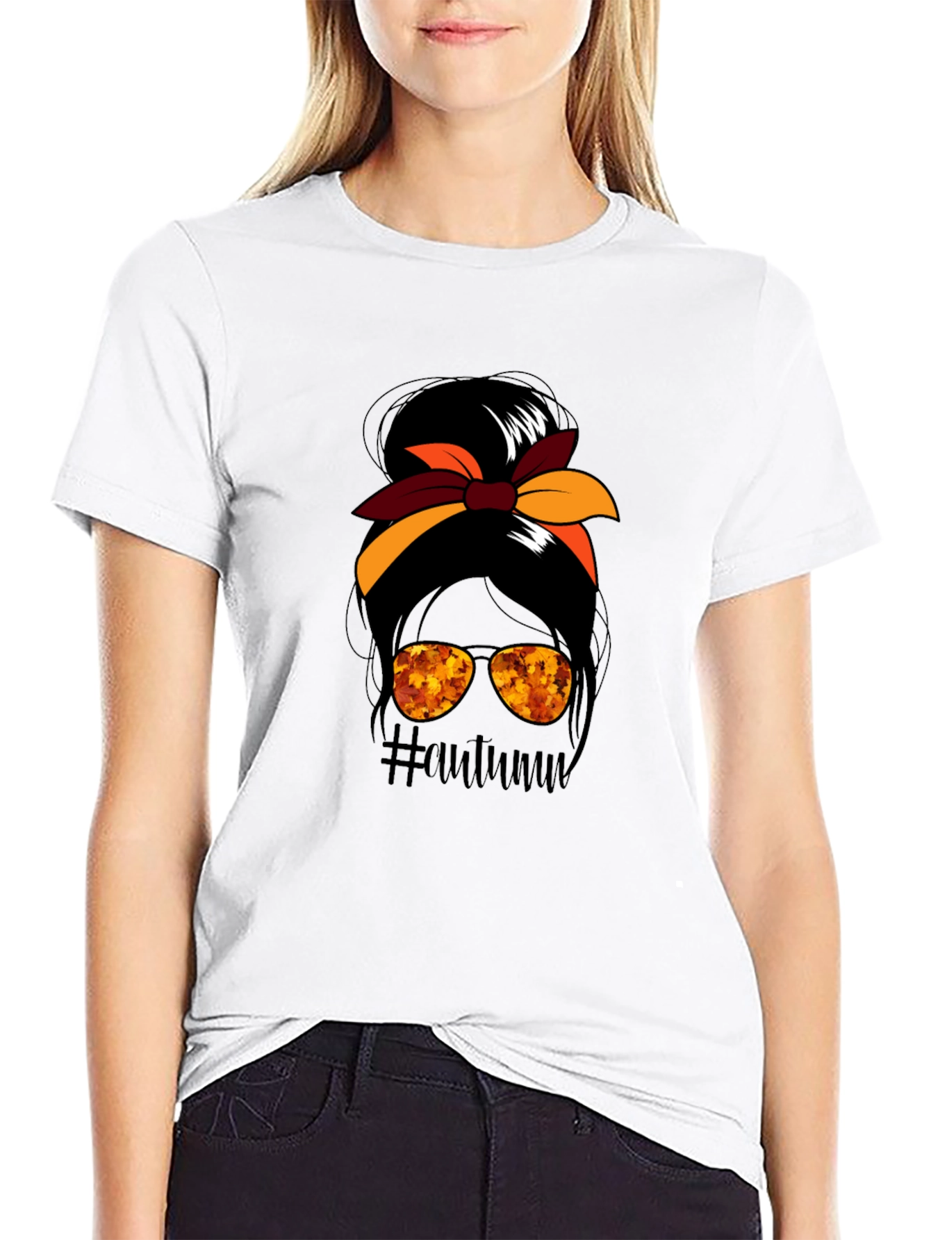 Autumn Messy Bun T-Shirt