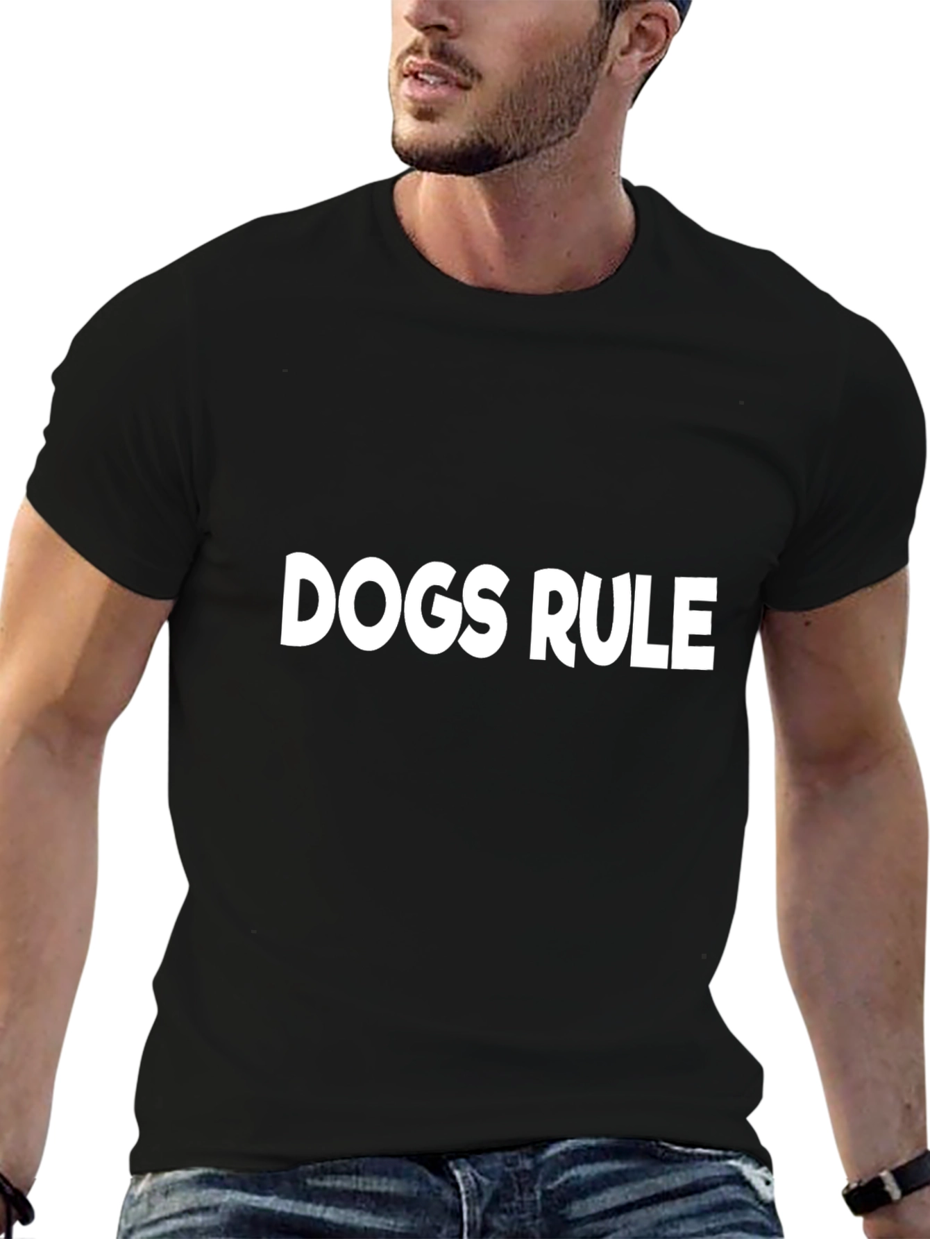 Dogs Rule Black Cotton T-Shirt